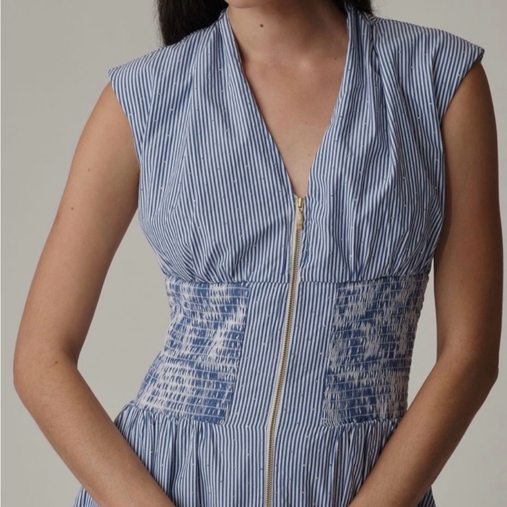 Anthropologie Tommie Dress Blue Striped Midi Dress